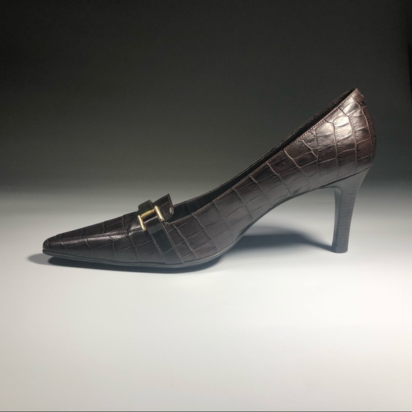 Lauren Ralph Lauren Brown Pump Alligator Print - Picture 7 of 8